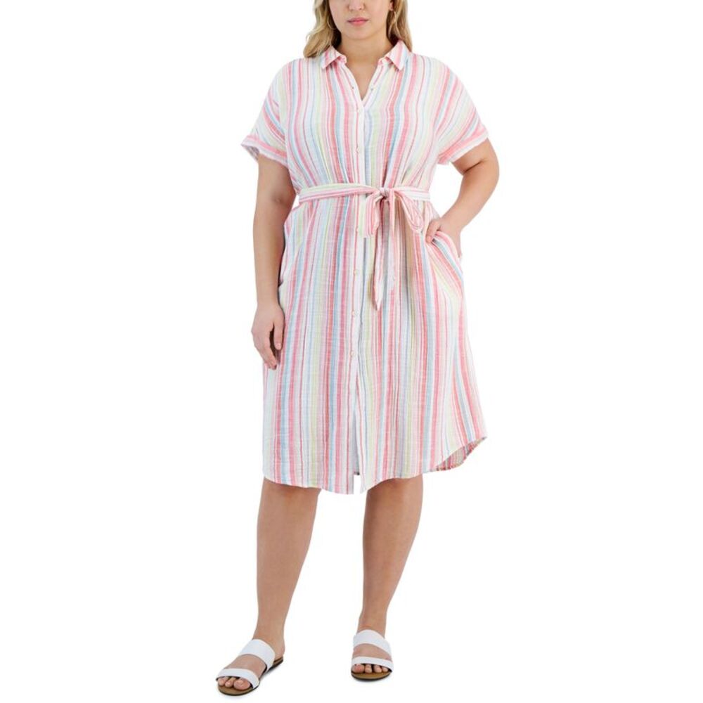 Style & Co Plus Size Stripe Print Shirtdress